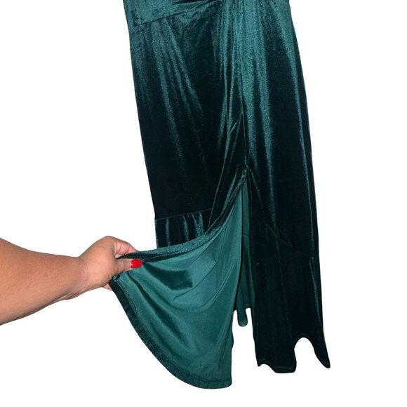 Danny & Nicole Velvet Women's Hunter Green Short Sleeve Midi Fit + Flare Dress S - Picture 5 of 12